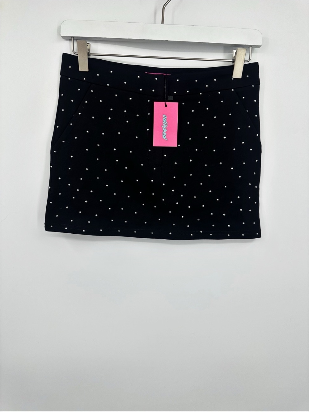 Edikted Black Rhinestone Mini Skirt Size Small Grunge New With Tags